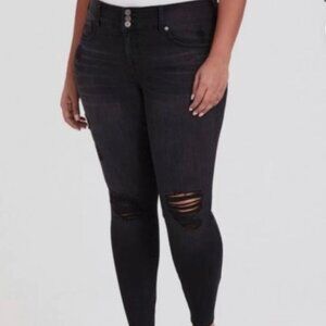 TORRID Premium Distressed Jeggings in Black Size 18R/2X